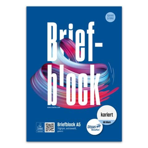 URSUS STYLE Briefblock - A5, 50 Blatt, 70 g/qm, 5 mm kariert