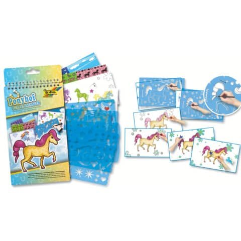 FOLIA Schablonenbuch "Ponyhof" - 14,2 x 24 cm