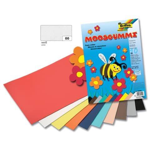 FOLIA Moosgummi - 29 x 40 cm, weiß