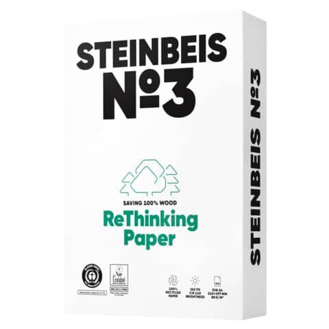 STEINBEIS No. 3 - Pure White - Recyclingpapier, A4, 80g, weiß, 500 Blatt