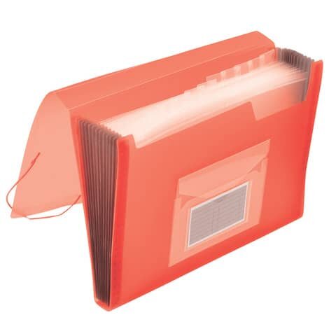 Q-CONNECT Fächermappe - 13 Taschen, 250 Blatt, PP, transluzent rot