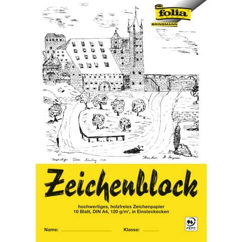 10 folia Zeichenblock mit Leinenecken DIN A4