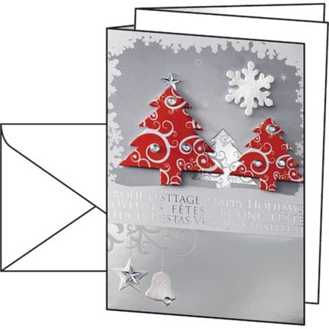 SIGEL Weihnachts-Karten "Three Trees" - A6 (A5), 10 Karten, Handmade