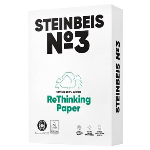 STEINBEIS No. 3 - Pure White - Recyclingpapier, A3, 80g, weiß, 500 Blatt