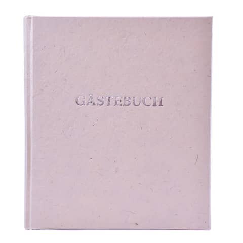 NEPALOKTA Gästebuch - 21 x 24 cm, mit Wortprägung, creme