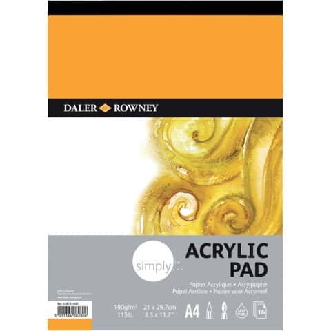 DALER-ROWNEY Acrylblock - A4, 190 g/qm, 16 Blatt