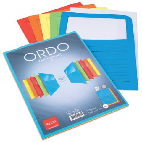 ELCO Sichtmappen Ordo classico - sortiert, 120g, 10 Stück, Sichtfenster und Linien