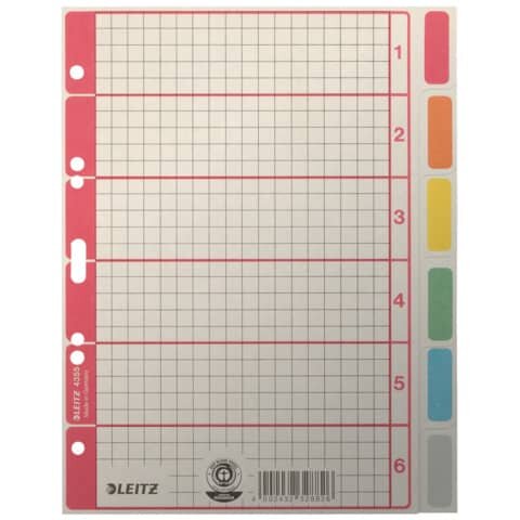 LEITZ 4355 Register - blanko, Karton, farbig bedruckt, A5, 6 Blatt