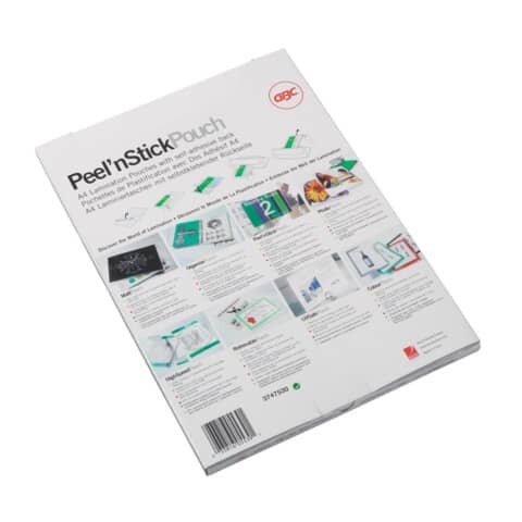 GBC Laminiertasche PeelnStick, A4, 125 Micron, glänzend, 100 Stück, glasklar