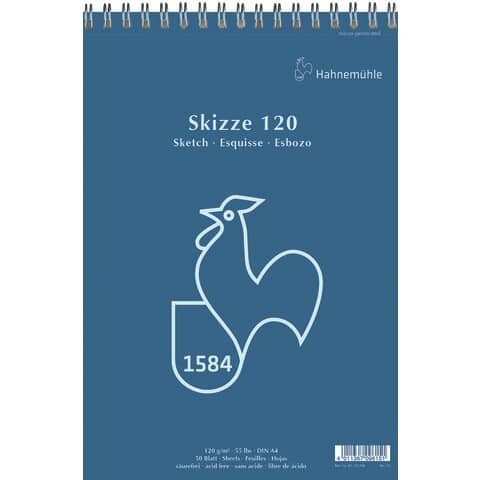 HAHNEMÜHLE Skizzenblock - A4, 120 g/qm, 50 Blatt