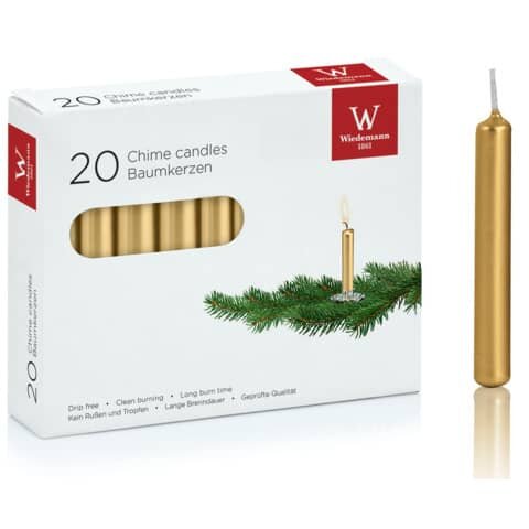 WIEDEMANN Christbaumkerze - gold, 9,6 x 1,3 cm, 20 Stück