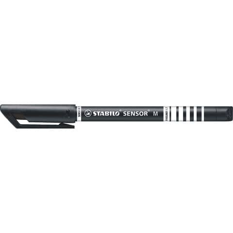 STABILO Fineliner mit gefederter Spitze - SENSOR M - medium - Einzelstift - schwarz