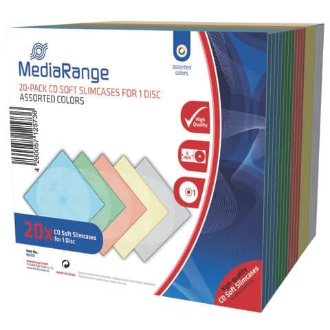 MediaRange 1er CD-/DVD-Hüllen farbsortiert, 20 St.