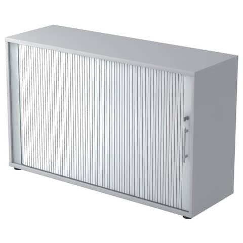Hammerbacher Rollladenschrank - 2OH, 120 cm, Relinggriff, Grau/Silber