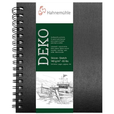 HAHNEMÜHLE Skizzenbuch Deko - A4, 140 g/qm, 62 Blatt, schwarz