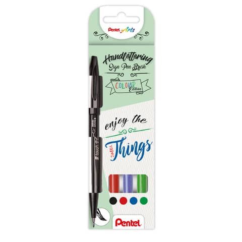 Pentel SES15C Brush-Pen farbsortiert, 4 St.