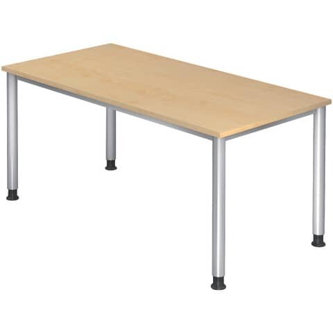 HAMMERBACHER HS16 höhenverstellbarer Schreibtisch ahorn rechteckig, 4-Fuß-Gestell silber 160,0 x 80,0 cm