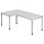 Hammerbacher Winkeltisch 4-Fuß-Gestell rund -200 x 68,5-81 - 120 cm, höhenverstellbar, Winkel 90°, Weiß/Silber