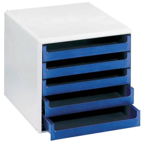 M+M M&M Schubladenbox  blau 30050911, DIN A4 mit 5 Schubladen