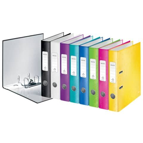LEITZ 1006 Qualitäts-Ordner WOW - A4, schmal, Schlitz, sortiert (pink, blau, eisblau, grün, orange, violett)