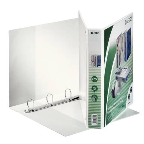 LEITZ 4285 Ringbuch Präsentation - A4, PP, 4 Ringe, 30 mm, weiß, mit Taschen