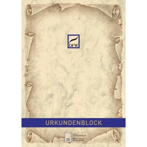 DFW Briefblock Marmorpapier Urkunde - A4, 100 g/qm, 20 Blatt, chamois