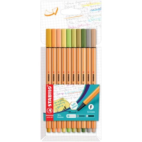 STABILO point 88 Soft colors Fineliner farbsortiert 0,4 mm, 10 St.