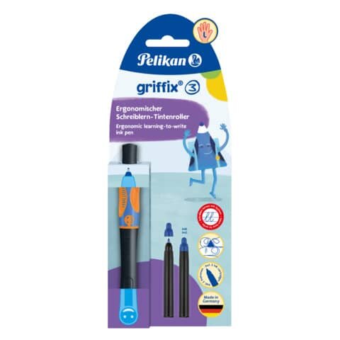 PELIKAN griffix® Tintenroller Stufe 3 - Neon Black, Faltschachtel/Blister