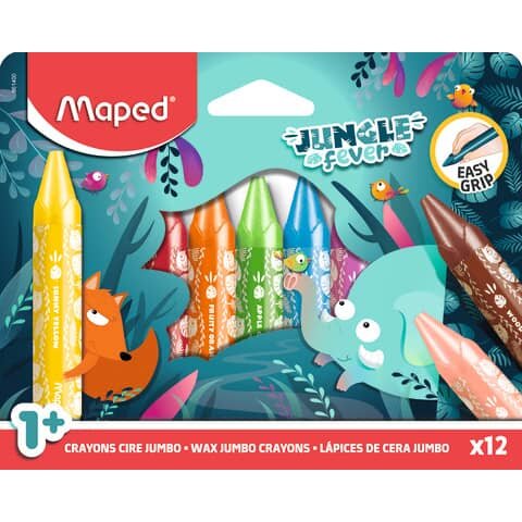 maped JUNGLE fever Jumbo Wachsmalstifte farbsortiert, 12 St.