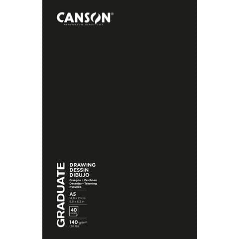 CANSON Skizzenbuch Graduate - A5, 140 g/qm, 20 Blatt, Softcover schwarz