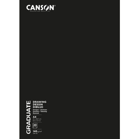 CANSON Skizzenbuch Graduate - A4, 140 g/qm, 20 Blatt, Softcover schwarz