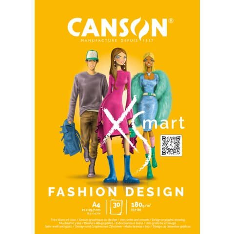 CANSON Zeichenblock Fashion - A4, 30 Blatt, 180 g/qm, weiß