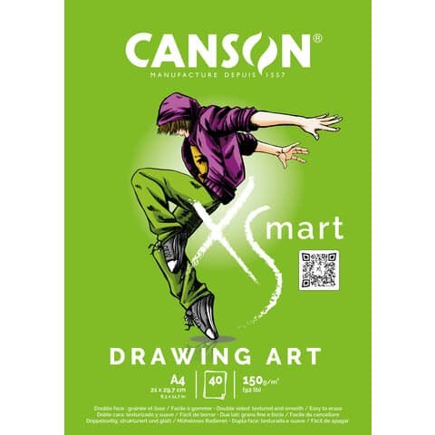 CANSON Zeichenblock Drawing Art - A4, 40 Blatt, 150 g/qm, weiß