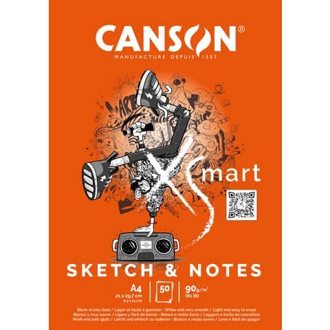 CANSON Zeichenblock Sketch - A4, 50 Blatt, 90 g/qm, weiß