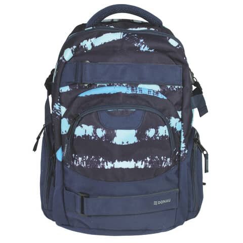 DONAU Schulrucksack Streifen - 35 x 45 x 19 cm, blau