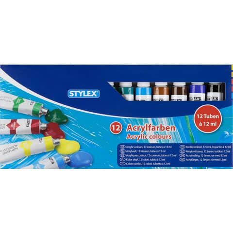 STYLEX Acrylfarbe - 12 Tuben á 12 ml