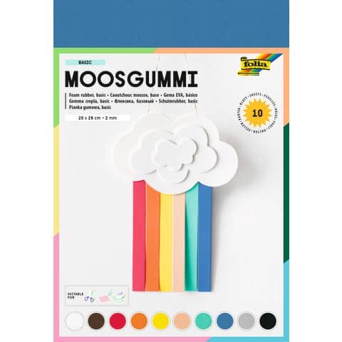 FOLIA Moosgummi - 20 x 29 cm, 10 Farben sortiert
