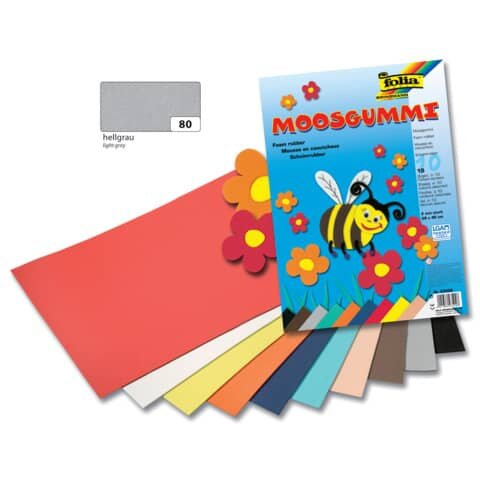 FOLIA Moosgummi - 29 x 40 cm, hellgrau