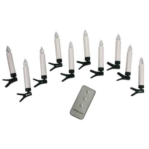PBS Christbaumkerze LED - inkl Batterien und Fernbedienung, 10 Stück, weiß