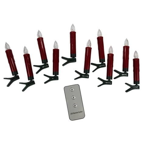 PBS Christbaumkerze LED - inkl Batterien und Fernbedienung, 10 Stück, rot