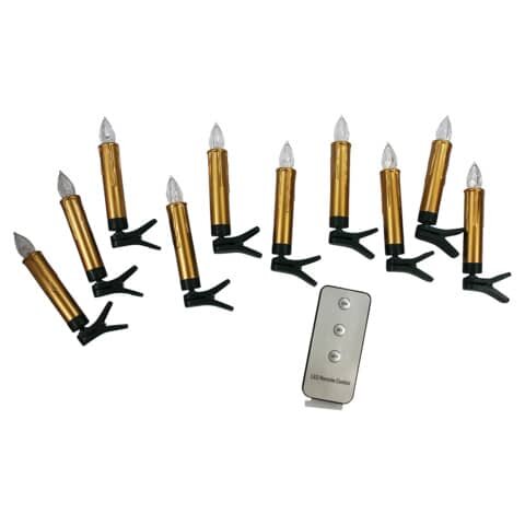 PBS Christbaumkerze LED - inkl Batterien und Fernbedienung, 10 Stück, gold