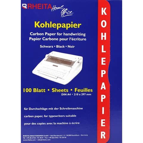 RHEITA Kohlepapier - A4, 100 Blatt, schwarz