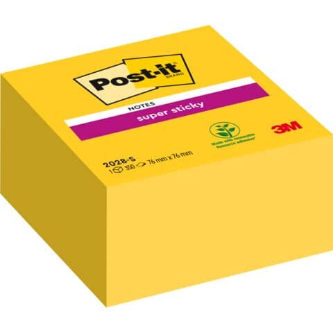 POST-IT Haftnotiz Super Sticky Würfel - 76 x 76 mm, 350 Blatt, narzissengelb