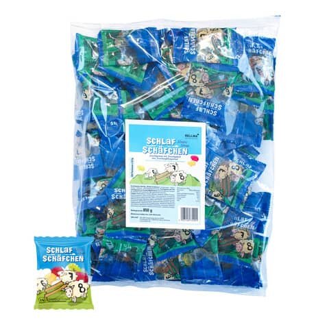 HELLMA Fruchtgummi Schlafschäfchen, 100x8,5g, blau/grü
