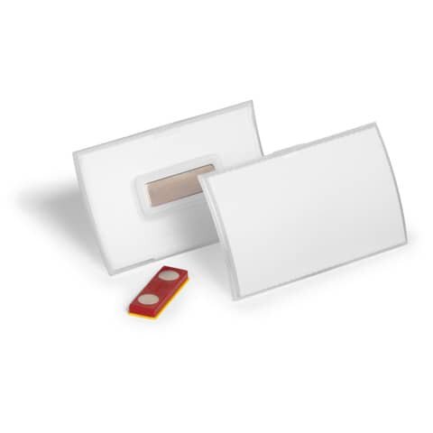 10 DURABLE CLICK FOLD Namensschilder mit Magnet 9,0 x 5,4 cm