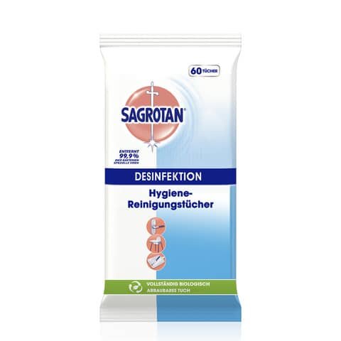 SAGROTAN® feuchte Allzweck-Reinigungstücher 1-lagig weiß, 60 Tücher