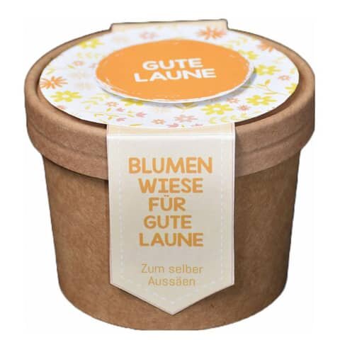 WUNDERLE Blumenwiese zum Aussäen "Gute Laune" - Saatgut gelb, Becher Ø 9,8 x 7 cm