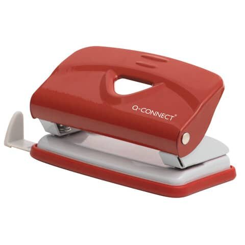 Q-CONNECT Locher, 10 Blatt, rot/grau