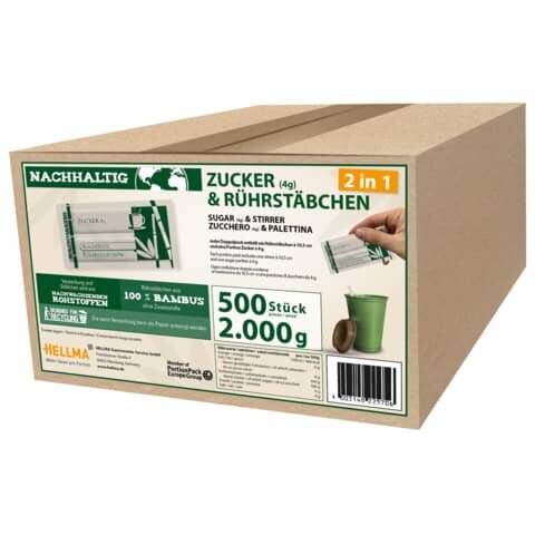 HELLMA Zuckersticks mit Rührstäbchen, 500 St.