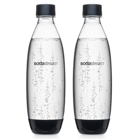SODASTREAM Trinkflasche Kunststoff 1 Liter - transparent/schwarz, 2er-Pack